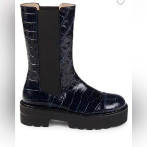 STUART WEITZMAN
Presley Lug-Sole Croc-Embossed Leather Chelsea Boots
